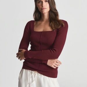 NWT! Women’s Reiss Seren Square Neck Jersey Sweater Top